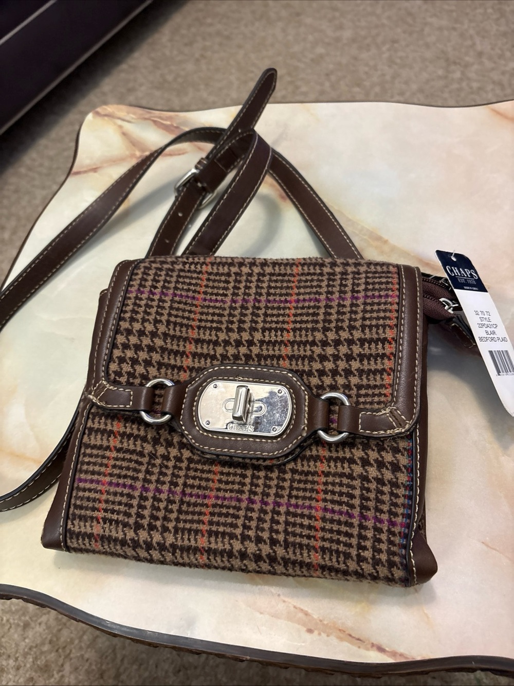 Chaps Shoulder Crossbody Bag -Beautiful plaid. multiple compartments NWT